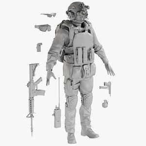 3D mesh soldier uniform desert
