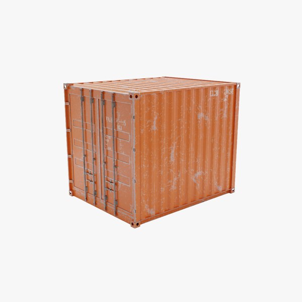 3D 10Ft Cargo Container - Orange - Dirty