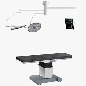 Operating Table With Ceiling Lights