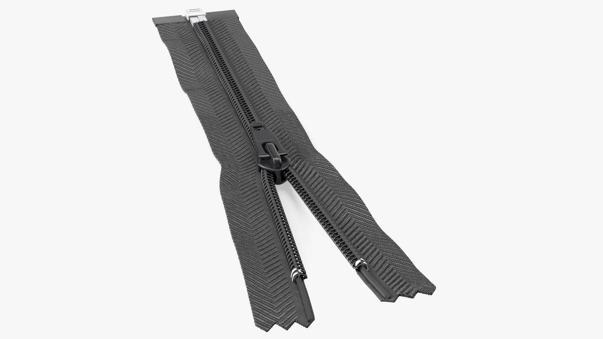 Nylon Coil Separating Zipper with Slider Black 3D model preview