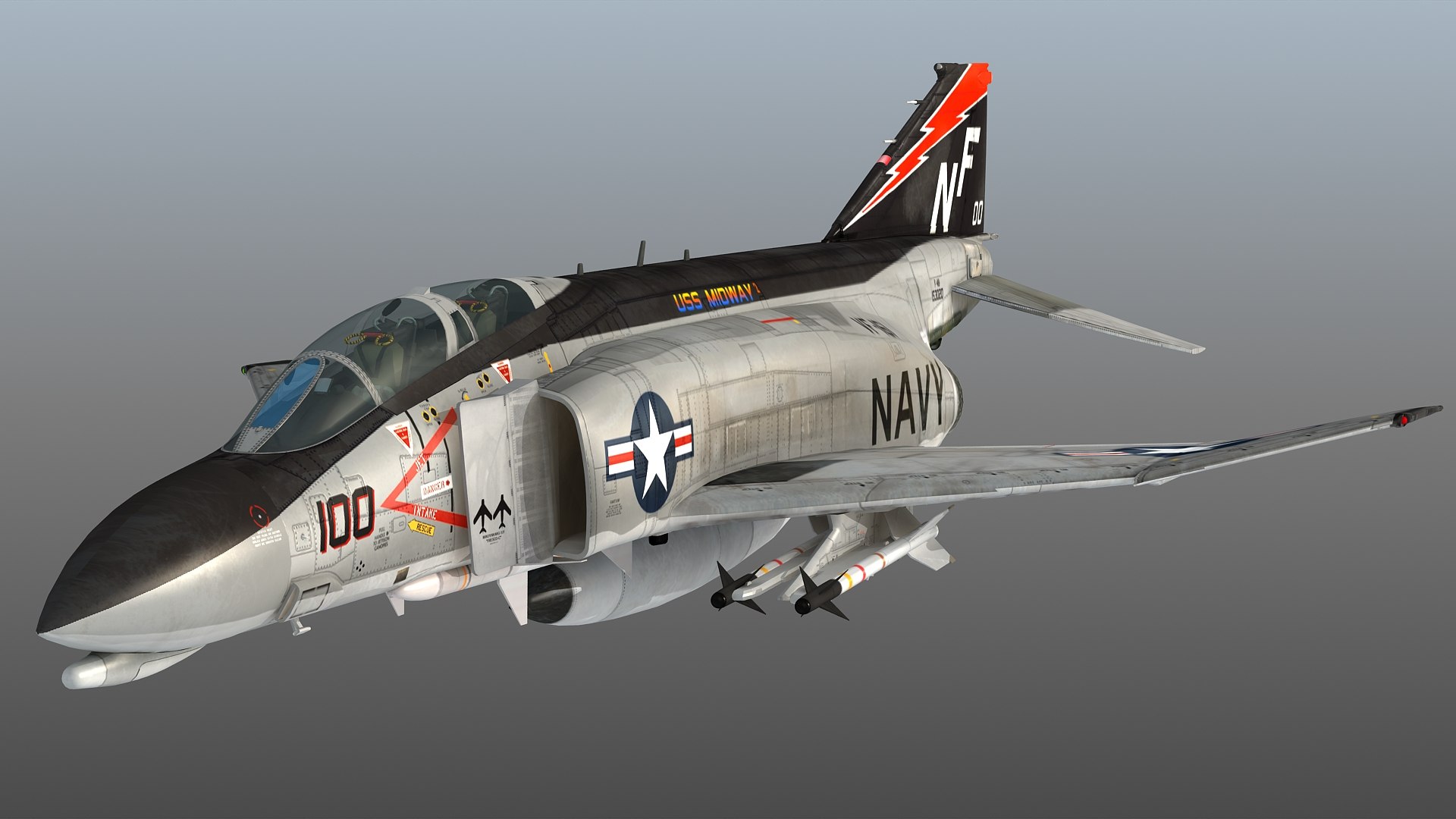 F4 B Phantom II VF-161 Chargers USS Midway 3D - TurboSquid 1788953