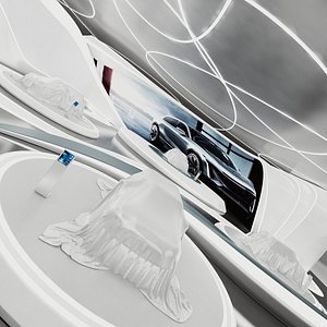 futuristic car showroom 1 3D model