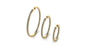Hoop earrings set beck and front setting 3D model