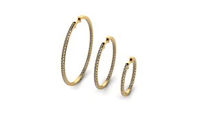 Hoop earrings set beck and front setting