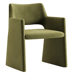 3D Foley Faux Mohair Dining Armchair model