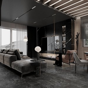 Loft House Black Ambient Interior Design