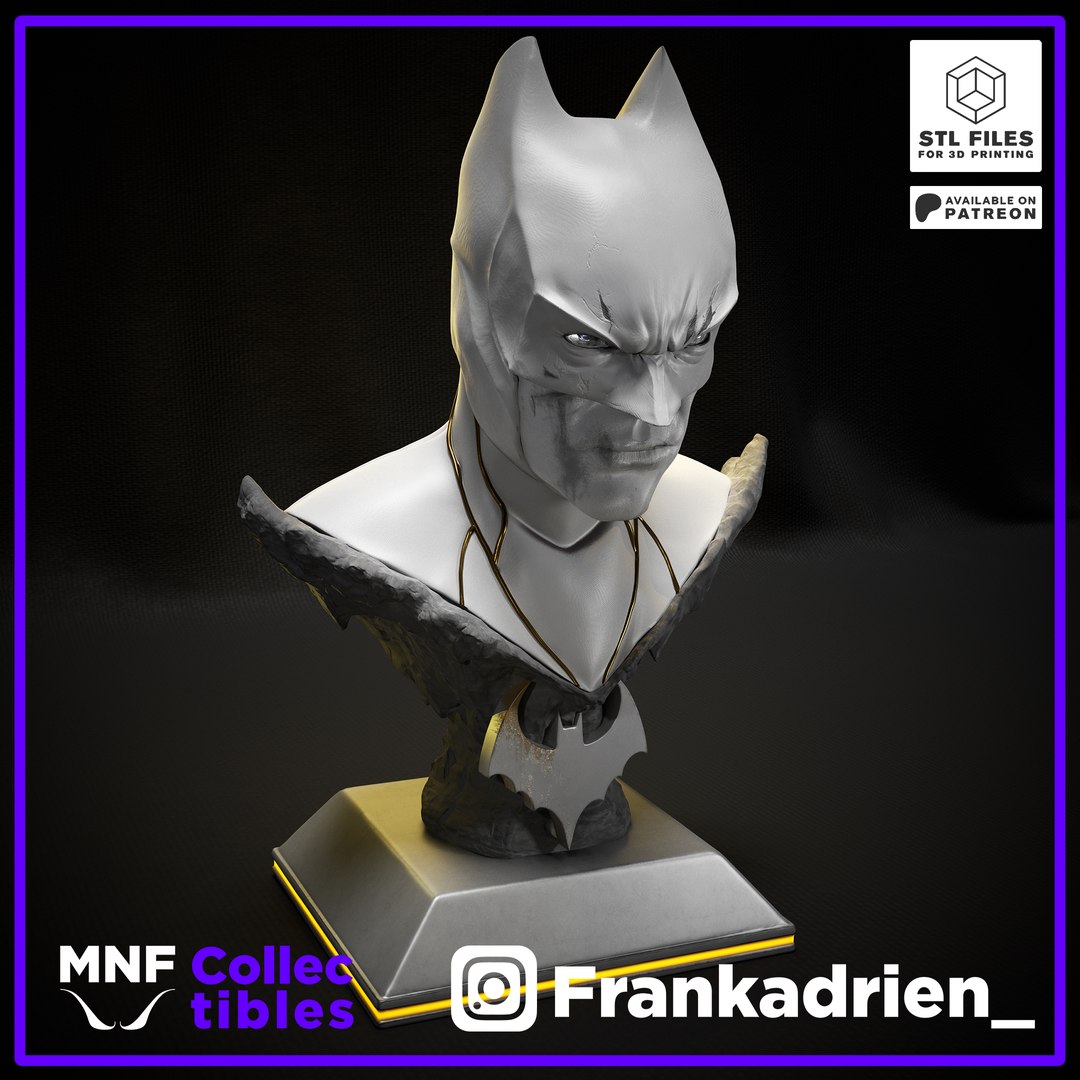 3D Batman Bust - Available On Patreon - TurboSquid 2419296