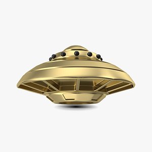 3D Space Ship Symbol Gold