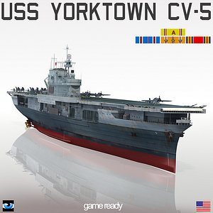 uss yorktown cv-5 cv 3d model