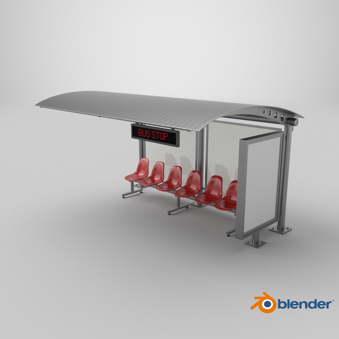 Detailed Bus Stop 3D Model - TurboSquid 2248107