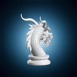 Dragon Head Bust Round Pedestal 3D