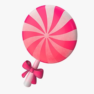 Pink Spiral Lollipop 3D model