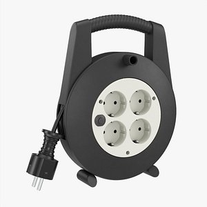 Extension cord reel with sockets 02 3D model