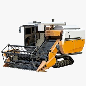 Rice Combine Harvester Orange PBR 3D model