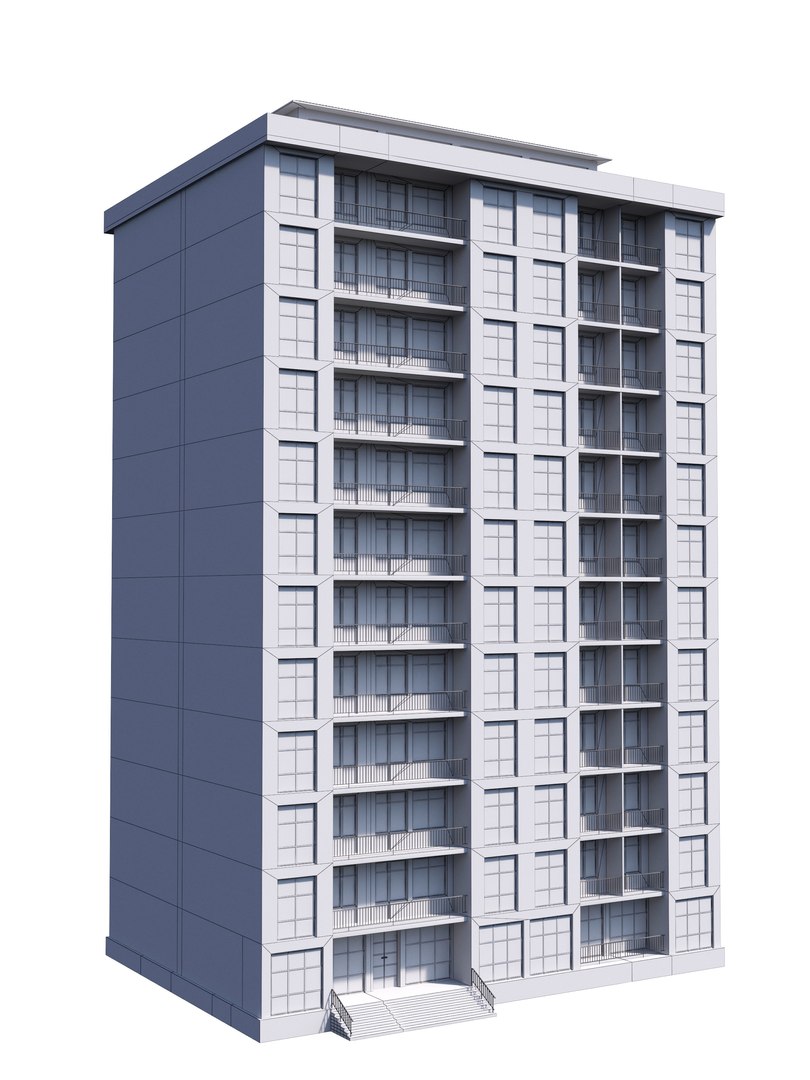 3d Block Residential Building Model