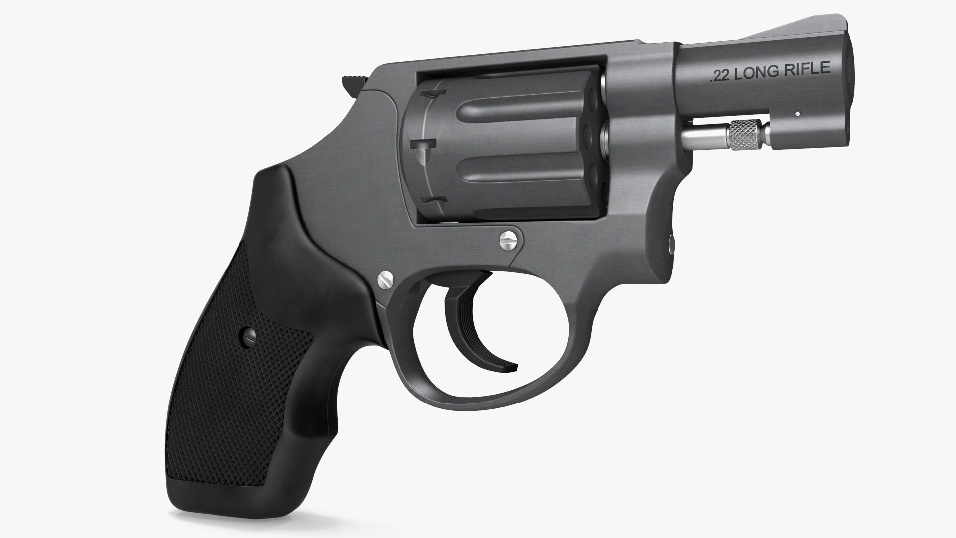 Black Matte Small Revolver 3D model preview