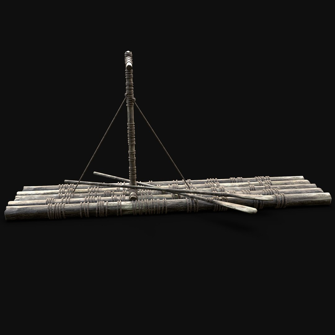 RAFT WOODEN SURVIVAL CASTAWAY IMPROVISED BARGE LOG CRAFTING Model ...