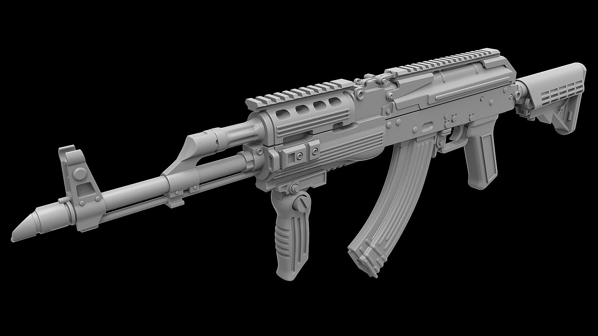 3D Ak 47 Tactical Ris M4 Stock Model - TurboSquid 1963062