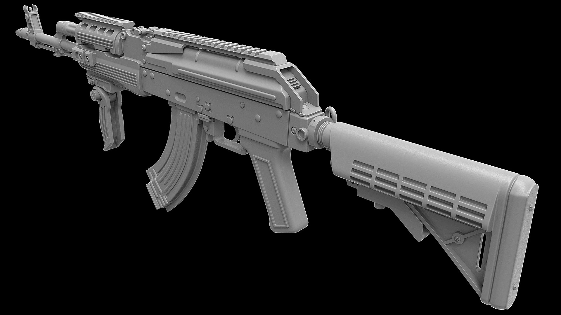 3D Ak 47 Tactical Ris M4 Stock Model - TurboSquid 1963062