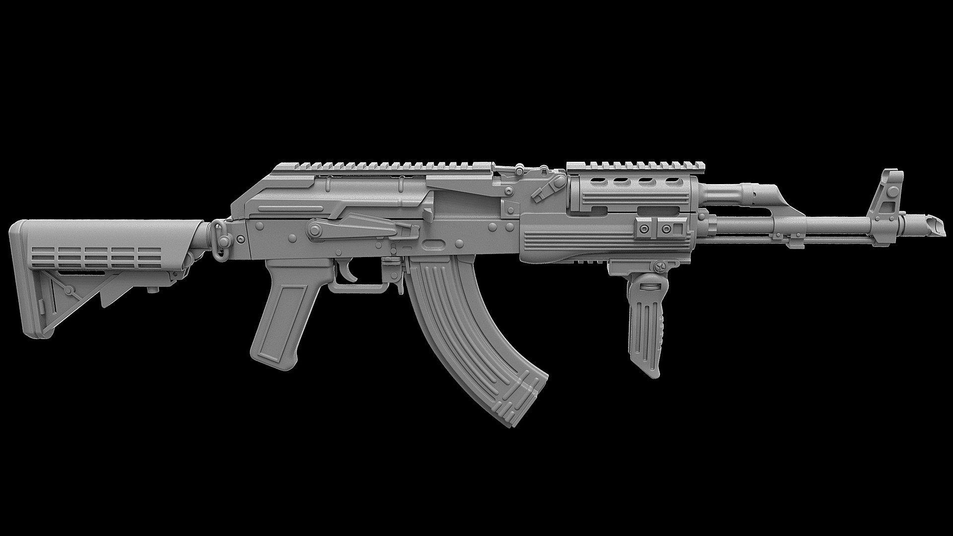 3D Ak 47 Tactical Ris M4 Stock Model - TurboSquid 1963062