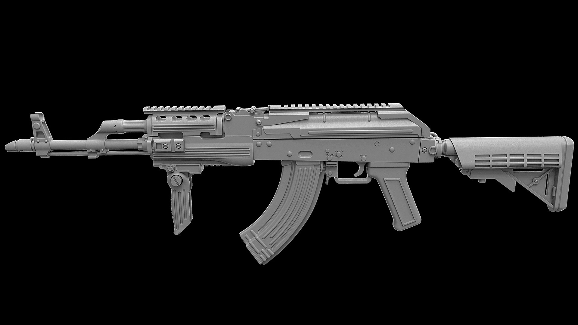 3D Ak 47 Tactical Ris M4 Stock Model - TurboSquid 1963062