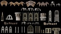 Gothic Architecture - Complete Modular Kitbash Bundle Vol I  II