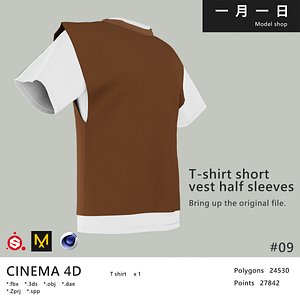 Tshirt short vest half sleeves 3D model