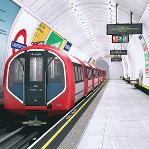 scene underground tube station train model
