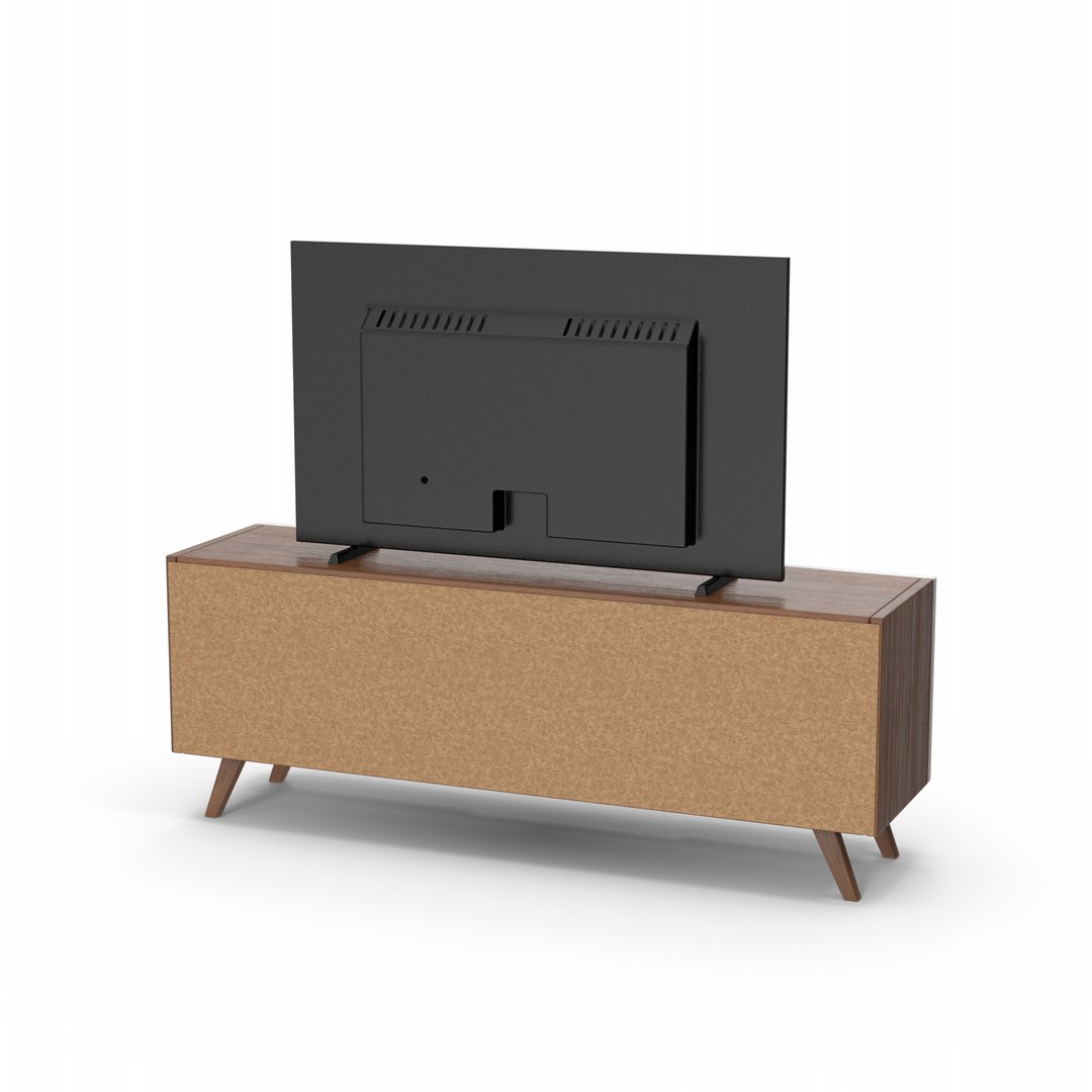 3D Dark Wood TV Stand Set TurboSquid 2056277