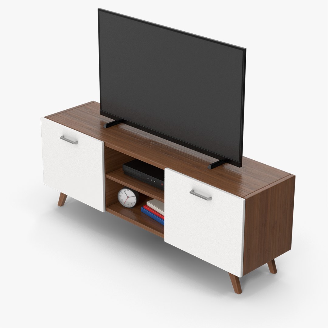 3D Dark Wood TV Stand TurboSquid 2056277