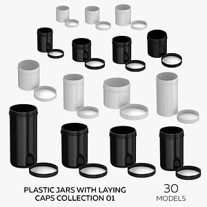 3D Plastic Jars With Laying Caps Collection 01 - 30 Models