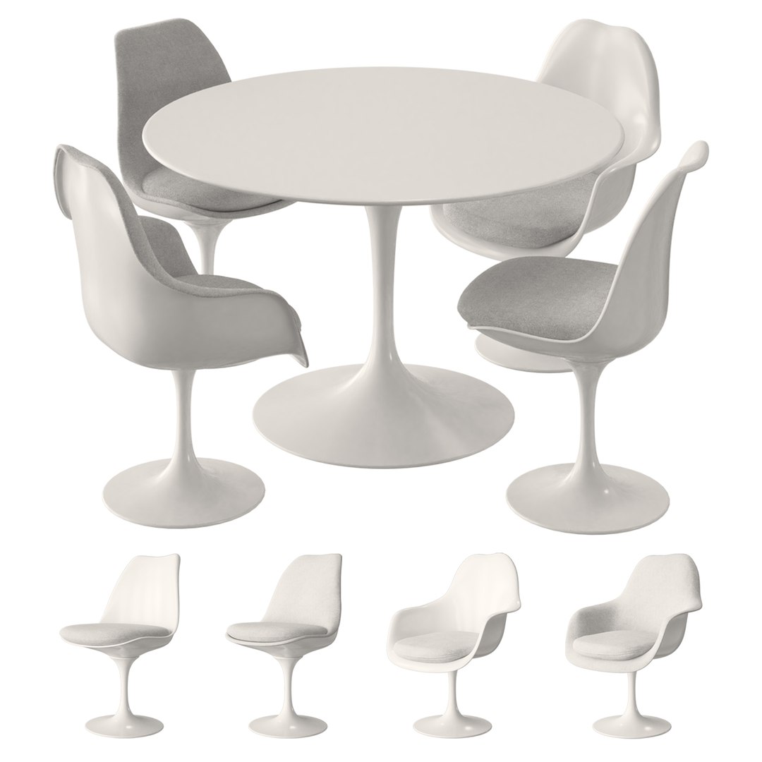 Chairs Knoll Tulip Table 3D TurboSquid 1619076