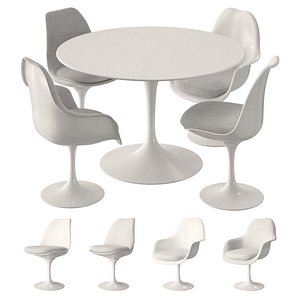 chairs knoll tulip table 3D