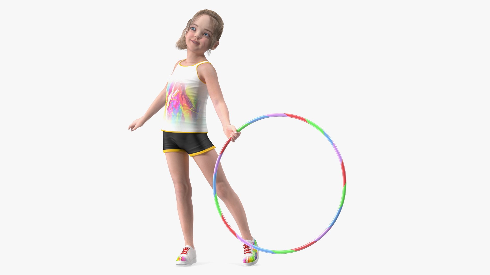 Sport Style Girl Child with Hoop Rigged 3D model preview