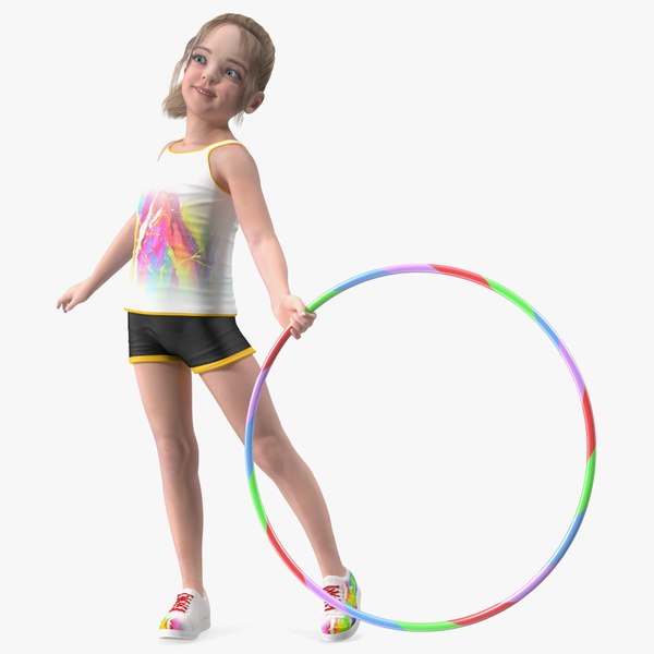 3D model Sport Style Girl Child with Hoop Rigged