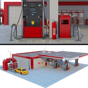 Petrol Station and Equipment 3D