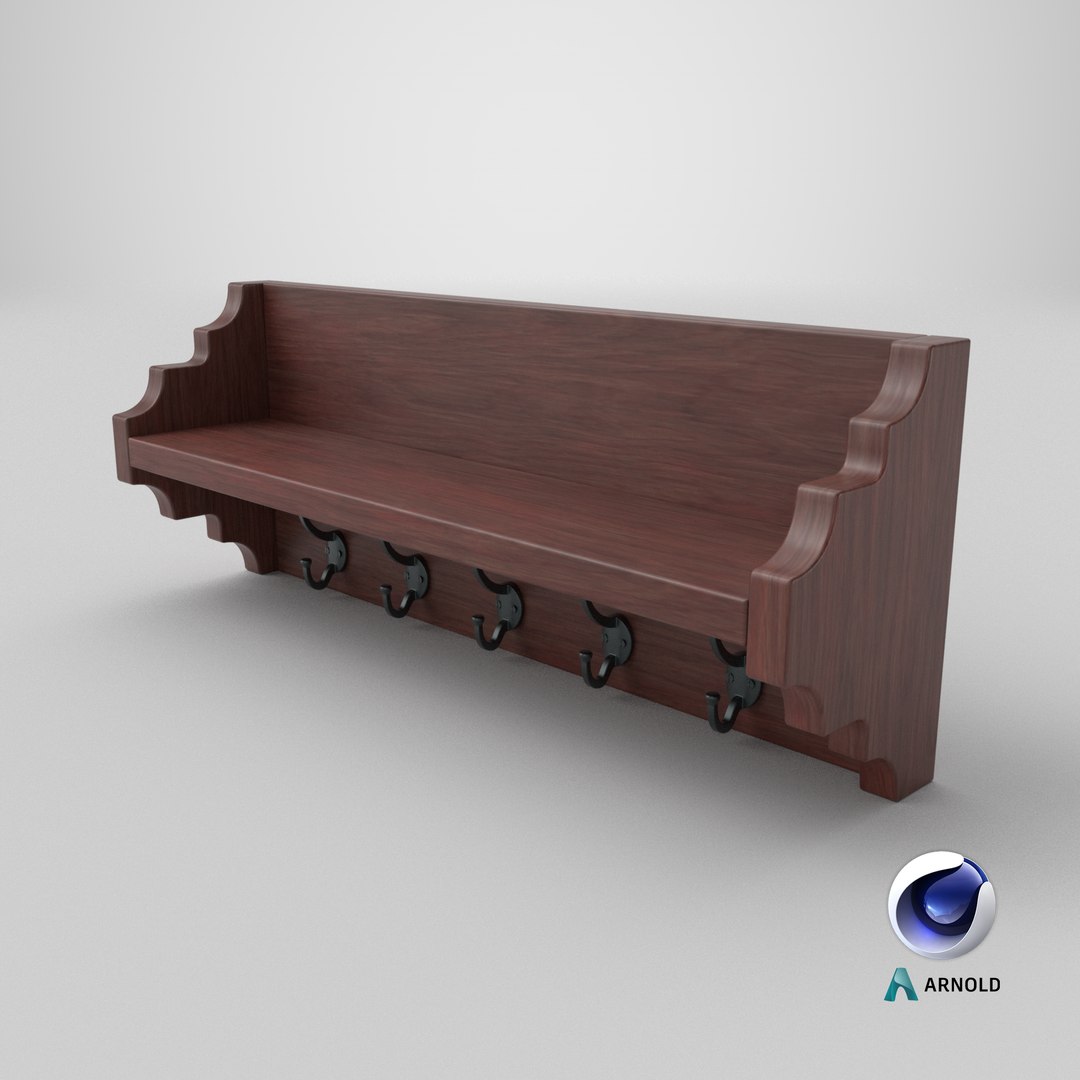 3D Wall Mounted Coat Rack Model - TurboSquid 2405354