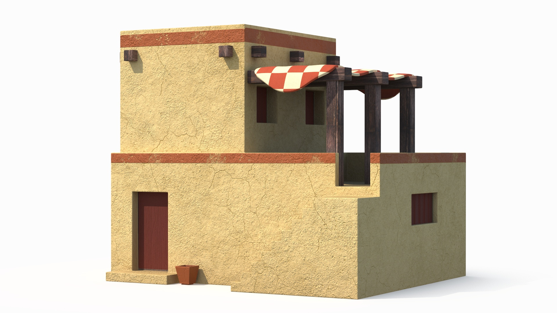 Realistic Arabian House Building With Terrace Model - TurboSquid 2202467