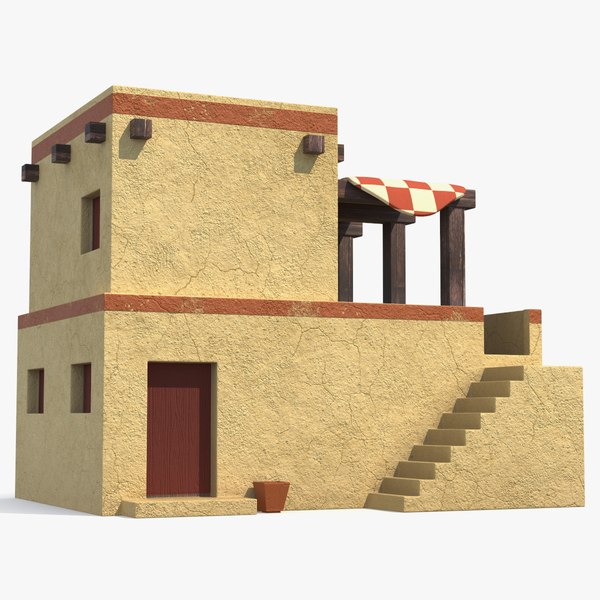 Realistic Arabian House Building with Terrace model