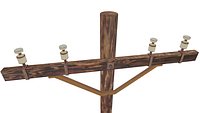Wooden utility pole collection - 7 items - low poly