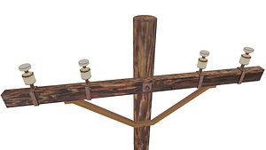 Wooden utility pole collection - 7 items - low poly