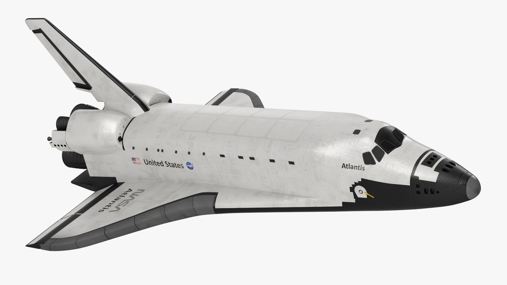 Realistic Space Shuttle Atlantis Rigged for Maya 3D model preview