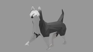 Low Poly Husky Dog Rigged model