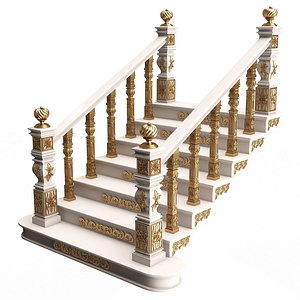 Carved Stair 01 White 3D model