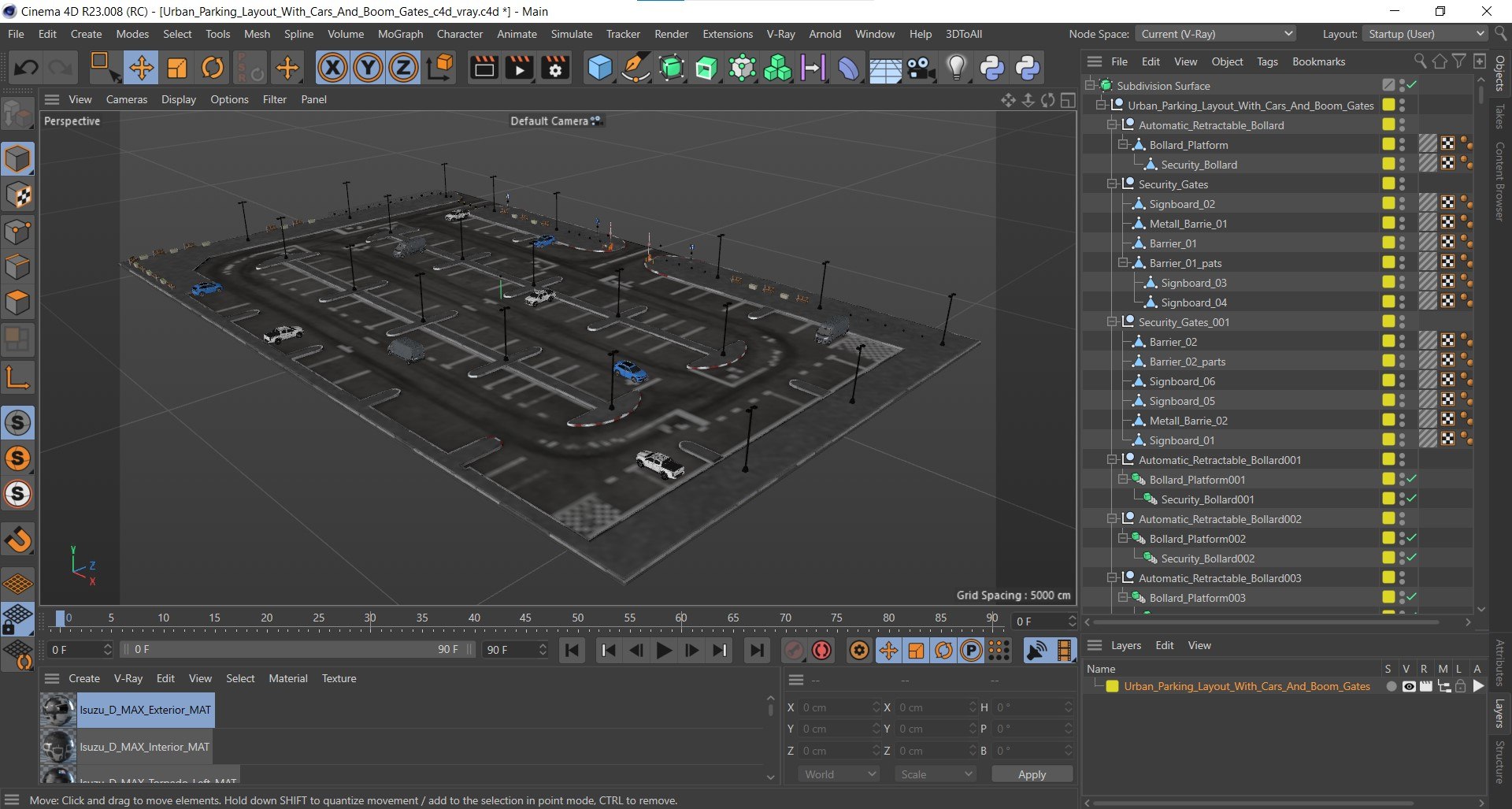 Urban Parking Layout With Cars And Boom Gates 3D Model - TurboSquid 2469436