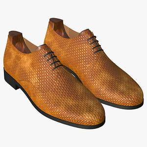 Realistic Shoes Yellow Weave Leather 3D