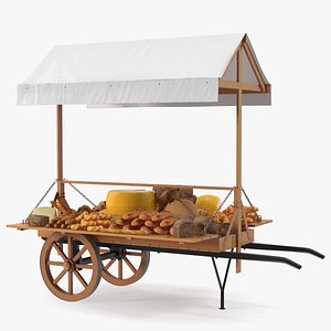 Market Stall Cart with Goods