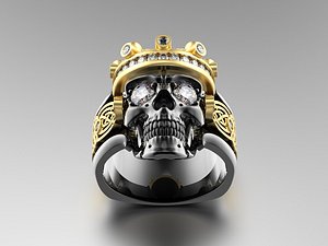 3D Skull fashion ring 0204 with gem
