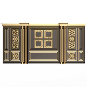 3D Boiserie Classic Wall with Mouldings 014 Black model