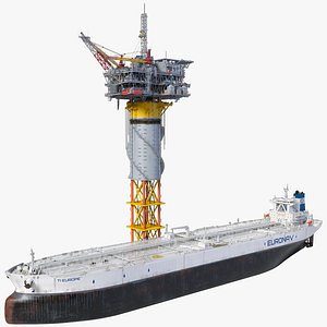 Offshore Oil Platform with TI Europe Tanker Ship